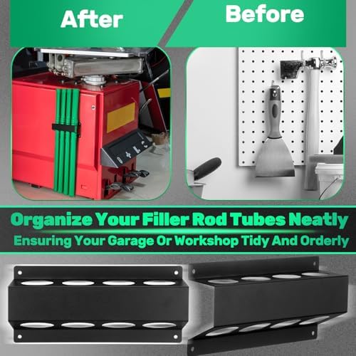 DoubleFill 5 Pcs Welding Rod Storage Set 4 Slot Tig Welding Filler Rod Holder with 4 Pcs 40 Inch Tungsten Electrode Storage Tubes Wall Mount Organizer Welder Tools Supplies