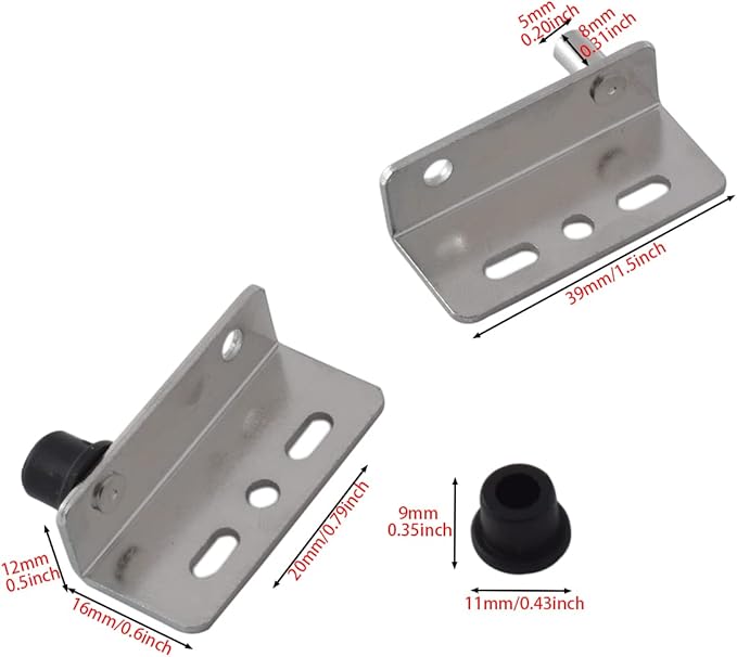 2 Sets Pivot Hinges Silver Heavy Duty Concealed Shaft Door Hinges with Bushing for Wood Doors, Drawers, Furniture Cabinets, Wardrobe, Showcase, etc