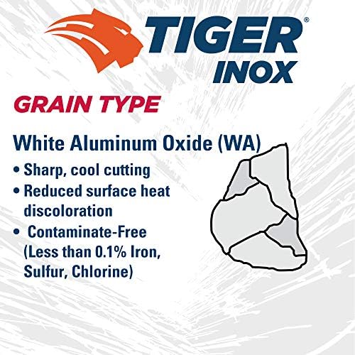 Weiler 58101 5 Inch Cutting Wheel, Tiger Inox Stainless Steel Contaminant-free High Performance Cutting, .045" INOX60S Type 1 7/8" Arbor, Pack of 25