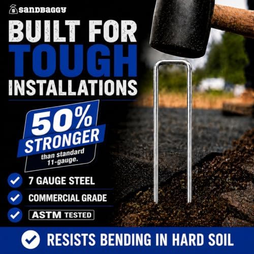 Sandbaggy 18-Inch Landscape Staples | Industrial Grade Galvanized 7 Gauge Steel | 12 Inches Longer Than Standard Staples | Trusted by Farmers & Homeowners Across The USA (25)