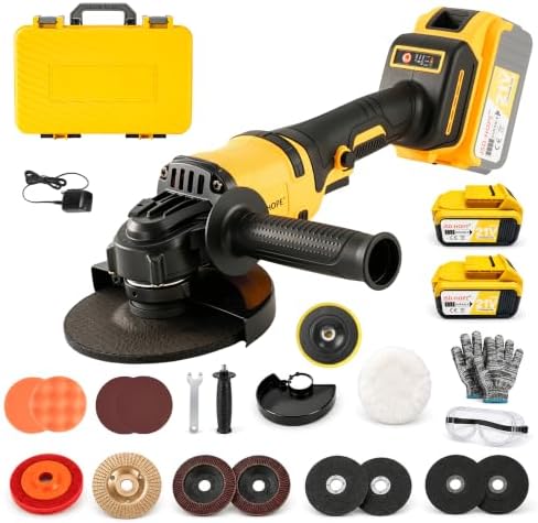 Cordless Angle Grinder & Polisher 4-1/2",21V Battery Grinder Kit