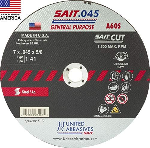 United Abrasives/Sait Abrasive -Off Wheel,5/8"Connect.,A60S 23107-1 Each