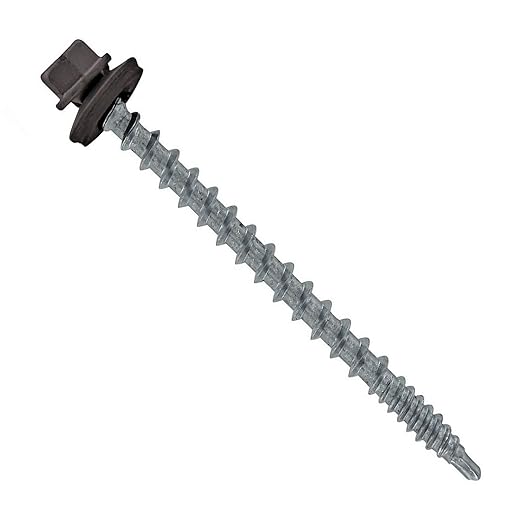 Fasteners Plus ST Fastening #10 x 2-1/2" Kwikseal Woodbinder Metal Roofing Screws Metal-to-Wood Charcoal Gray (Pack of 250)