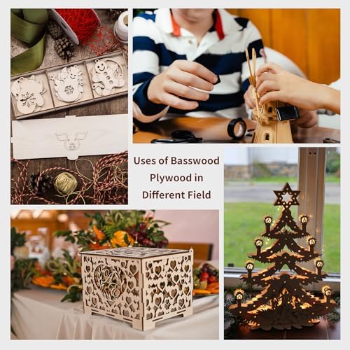 24 Pack 12 x 12 x 1/8 Inch 3mm Basswood Plywood Sheets for Laser Cutting, Wood Burning, DIY Crafts