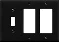 ENERLITES Combination Toggle Light Switch/Decorator Light Switch Plate, Three Gang Wall Plate, Standard Size 3-Gang 4.50" x 6.38", Polycarbonate Thermoplastic, 881132-BK, Black