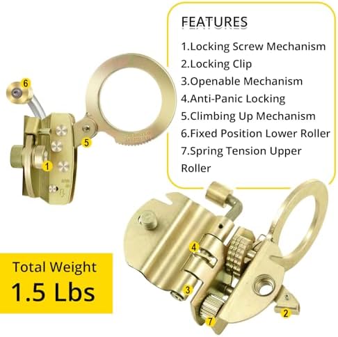 TRSMIMA Rope Grab Fall Protection - Auto Trail Double Lock Rope Grab 5/8”