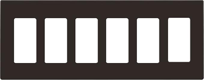 ENERLITES Screwless Decorator Wall Plate Child Safe Outlet Covers, Size 6-Gang 4.68" H x 12.00” L, Unbreakable Polycarbonate Thermoplastic, SI8836-BR, Glossy, Brown