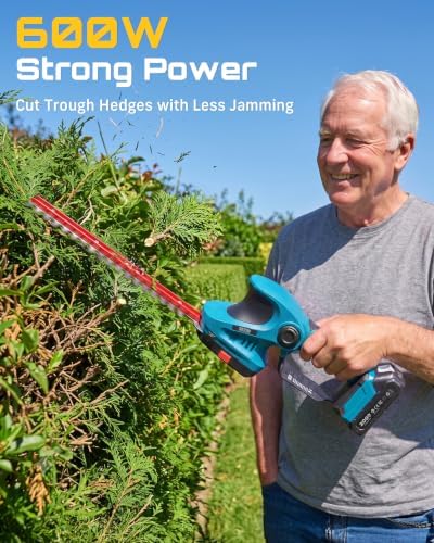 Seesii 2-in-1 20V Cordless Hedge Trimmer 12" & Grass Shear, 2 Batteries