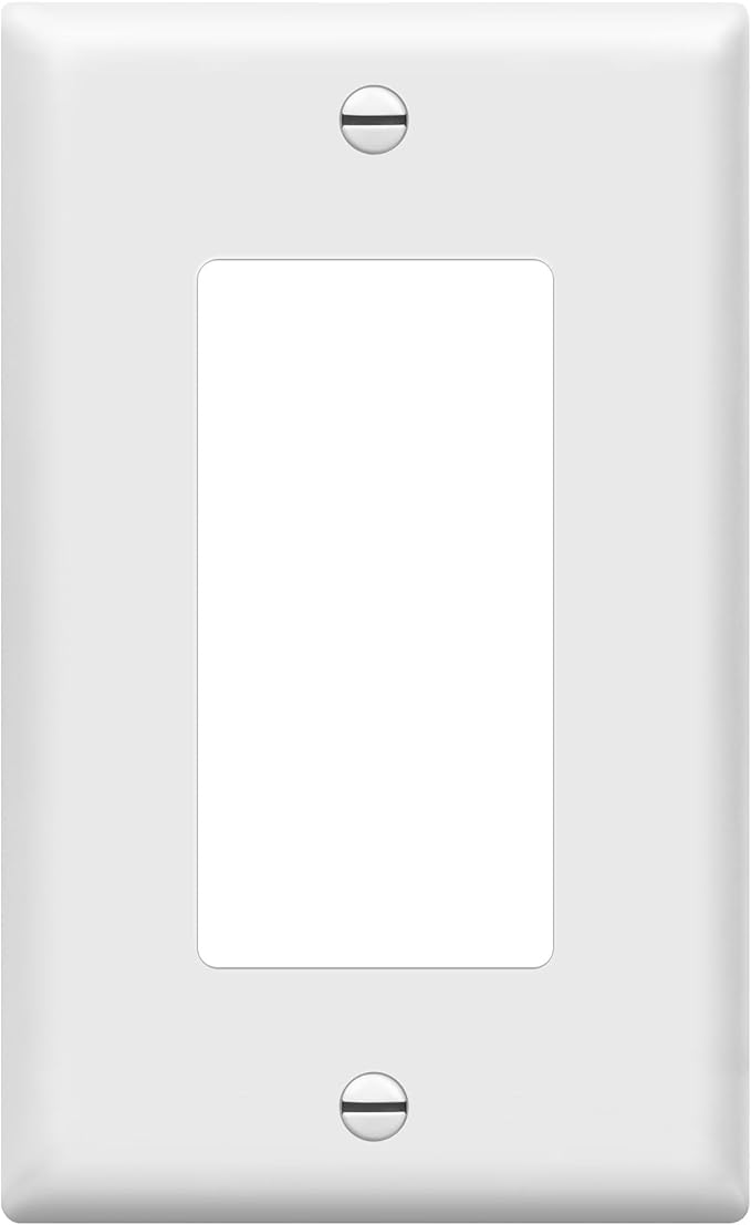 ENERLITES Decorator Light Switch or Receptacle Outlet Wall Plate, Gloss Finish, Size 1-Gang 4.50" x 2.76", Unbreakable Polycarbonate Thermoplastic, UL Listed, 8831-W, White