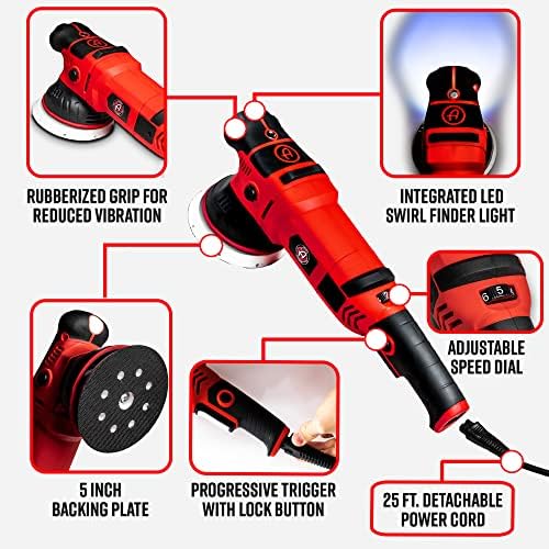 Adam's Polishes SK Pro 15mm Car Polisher Kit 7 Item- Professional Buffer Polisher for Car Detailing | Use W/Car Polish, Polishing Compound, or Car Scratch Remover | Car Wash Clay Bar Ceramic Coating