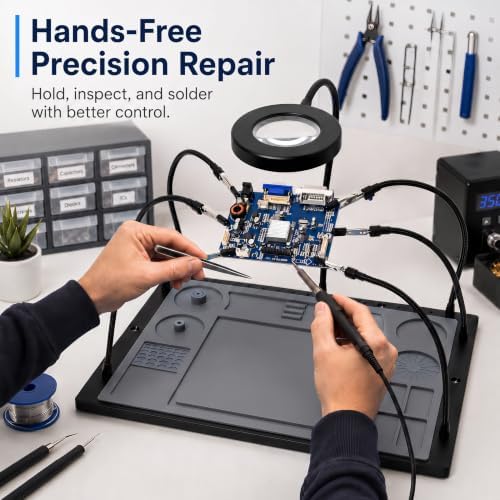 Kaisi Helping Hands Soldering Station with 10X LED Magnifying Glass