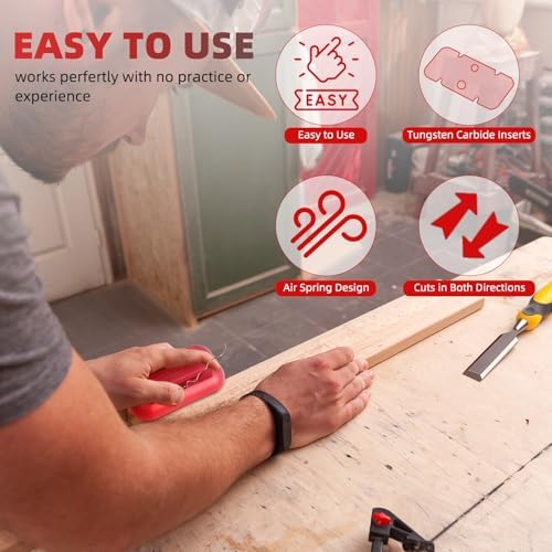 GSCIT Club Edge Banding Trimmer, Carbide Blades Hand Planer Edge for Burrs Edge Trim Planer Wood Scraper Edge Banding Tools Cutter for PVC ABS Melamine (Red)