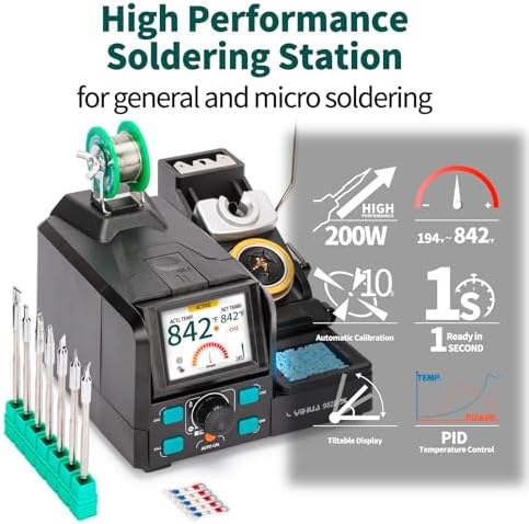 YIHUA 982D SE 200W Soldering Station Kit with Auto Calibration and 7 Tips
