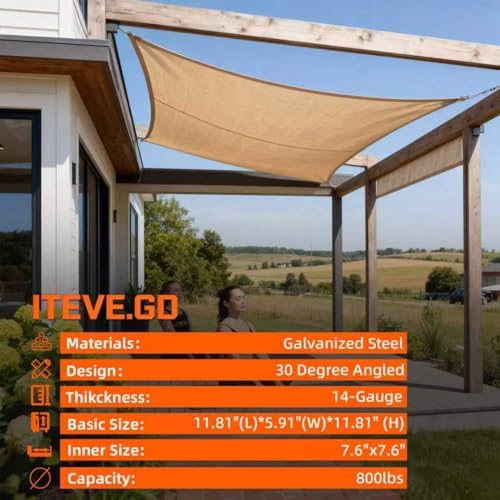 30° Angle Slant Pergola Bracket Kits,2-Way L-Shaped Slant Roof Post Brackets with Stainless Steel Screws for 6" x 6"(Actual:5.5" x 5.5") Lumber for Outdoor Pergola,Proch,Passageway - 1Pack