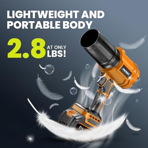 Cordless Leaf Blower with 2 Batteries & Charger - 990,000 RPM Electric Handheld Blower, Lightweight for Lawn, Yard, Patio, Garden Care - Light Orange
