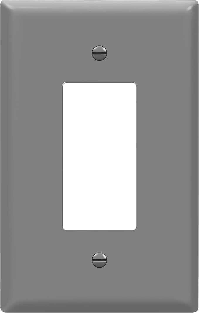 ENERLITES Decorator Light Switch or Receptacle Outlet Wall Plate, Gloss Finish, Oversized 1-Gang 5.5" x 3.5", Unbreakable Polycarbonate Thermoplastic, UL Listed, 8831O-GY, Gray