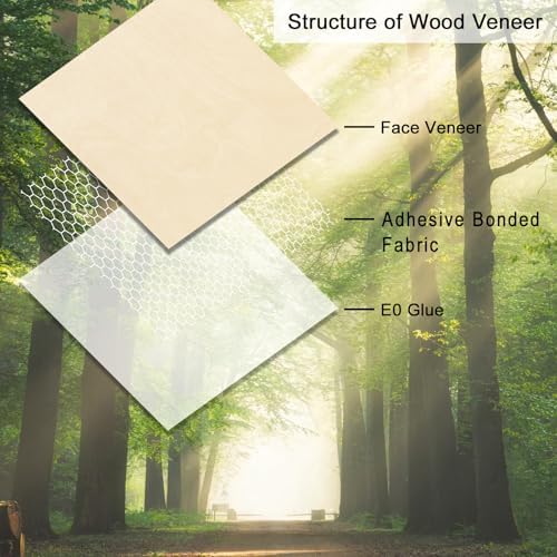 GSCIT Club 12 PCS Birch Wood Veneer, 8 inch x 8 inch Wood Edge Banding Pre-glued Flexible, Veneer Tape Banding for Cabinet Repair Furniture Restoration