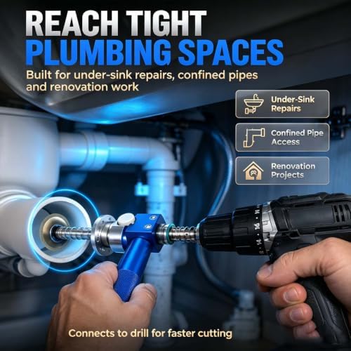 1-1/4" PVC Inside Pipe Cutter Internal Cutting Tool, Diamond Wheel Grinding Disc for Precise Internal PVC Cuts, Metal Guide and Adjustable Depth Control，Green