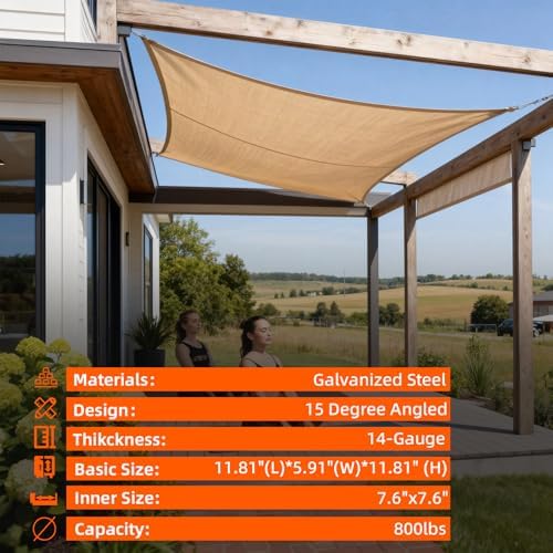 15° Angle Slant Pergola Bracket Kits,2-Way L-Shaped Slant Roof Post Brackets with Stainless Steel Screws for 6" x 6"(Actual:5.5" x 5.5") Lumber for Outdoor Pergola,Proch,Passageway - 1Pack