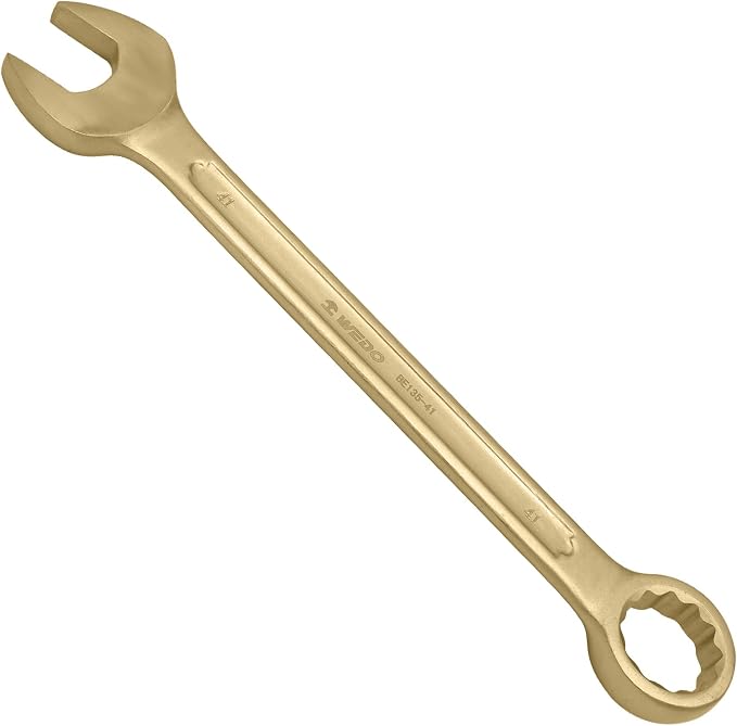 WEDO Non-Sparking Combination Wrench 34mm,Metric,Aluminum Bronze | 12-Point Spark-free Spanner,15 Degree Offset,Corrosion Resistance,DIN3113 Standard,BAM&FM Certificate,For Oil,Chemical,Mining
