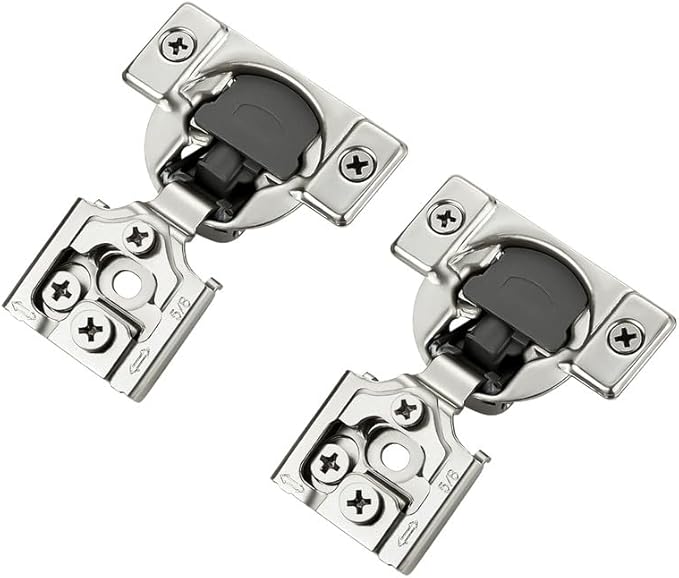 10 Pack 5 Pairs 5/8 inch Overlay Soft Close Hinges for Kitchen Cabinet Hinges Satin Nickel Hidden Hinges Stainless Steel Concealed Hinge self Closing
