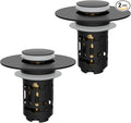 Hibbent 2 Pack 3 in 1 Bathroom Sink Drain Strainer, Universal Pop Up Stopper with Removable Stainless Steel Filter Basket Hair Catcher, Sink Plug for 1.1''~2.36'' Basin, Brass Bullet Core, Matte Black