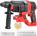 SDS Plus Cordless Rotary Hammer Drill for Milwaukee M18 Battery, Hammer Drill 18v Brushless for Concrete/Masonry/Wood/Metal, Rotomartillo, 4 Functions, 5 Drills with Gloves (Battery Not Included)