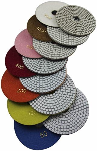 Diamond 5 Inch Wet Polishing Pads for Granite Marble Travertine Terrazzo Engineered Stone (Pack of 7)