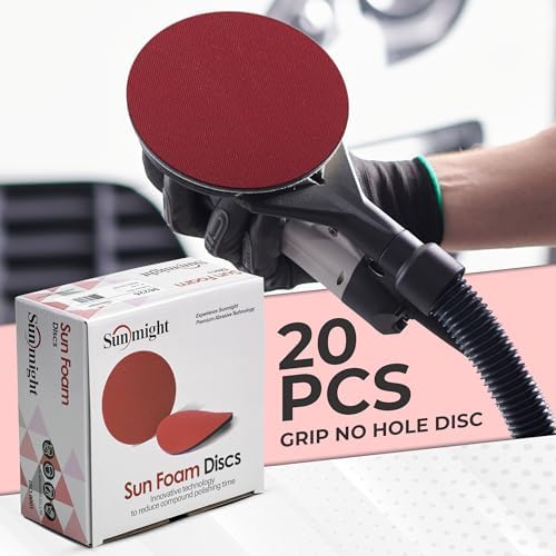 Sunmight Sunfoam Grip No Hole 3 Inch Sanding Discs - 1000 Grit Wet Dry Sandpaper for Car Paint, Headlights, Metal, Wood - Hook & Loop for Orbital & DA Sanders - Polishing & Finishing Abrasive (20 Pcs)