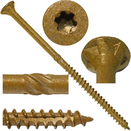 Jake Sales #14 x 5 Bronze Coated Multipurpose Wood Screw Torx/Star Drive Flat Head Exterior Coated - ACQ Compatible Wood Screws - Full Box 650 Screws