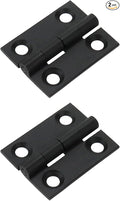 Mcredy Black Door Hinges 1 Inch Brass Small Butt Hinges Gate Hinge with Screws for Wooden Box Living Room Kitchen Office, 2 Pack