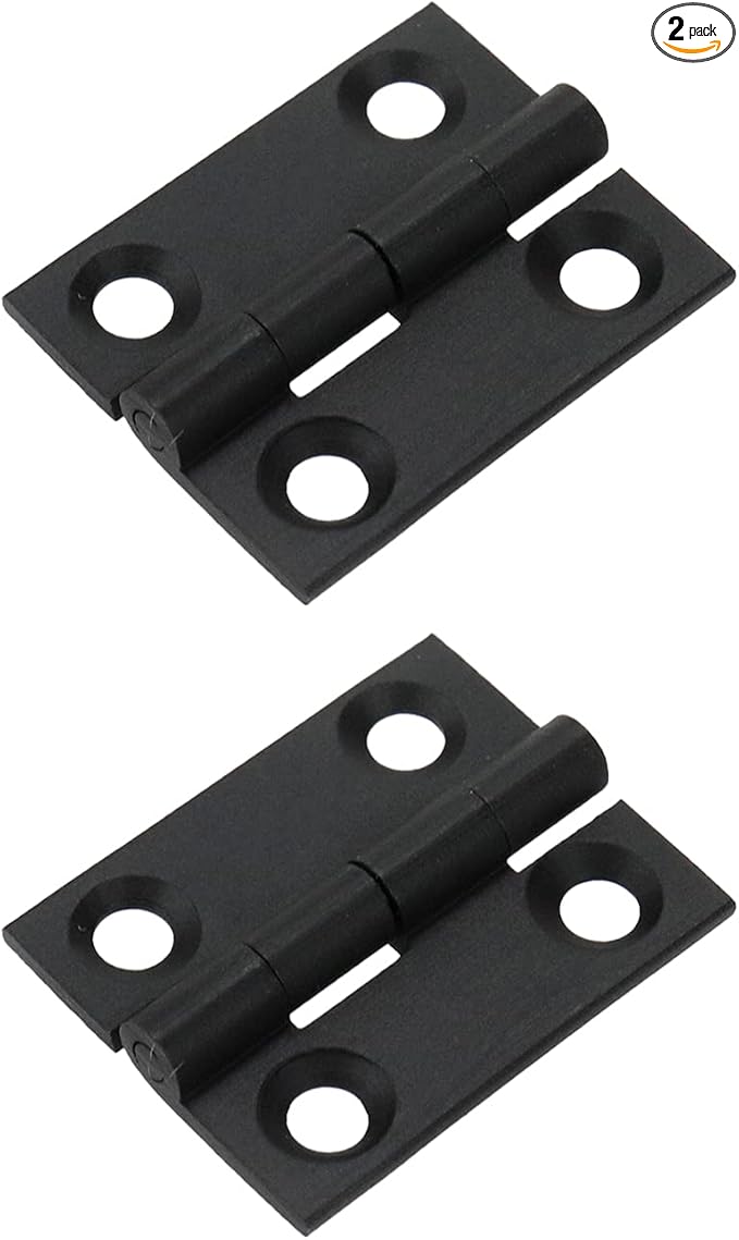 Mcredy Black Door Hinges 1 Inch Brass Small Butt Hinges Gate Hinge with Screws for Wooden Box Living Room Kitchen Office, 2 Pack