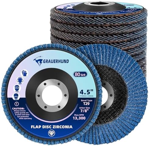 10 Pack Flap Discs 4 1/2" x 7/8" for Angle Grinder, 80 Grit T29 Flap Sanding Discs, 4 1/2 Inch Grinding Wheels, Zirconia Grinding Discs for Metal, Wood, and Stainless Steel Finishing