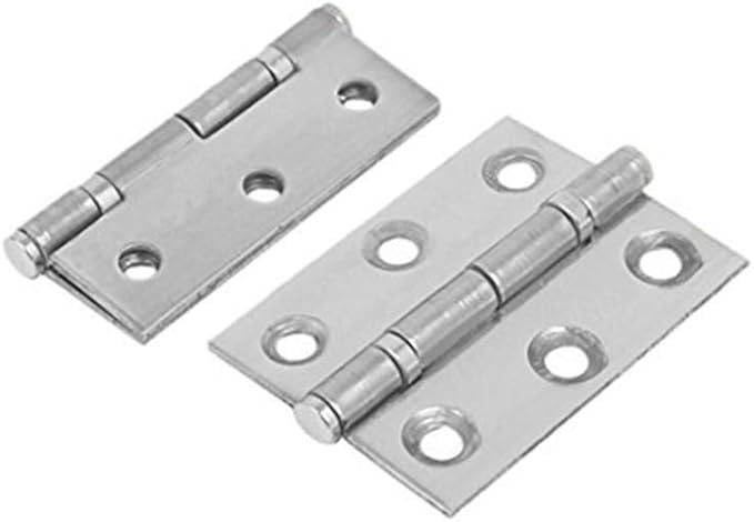 2 inch Stainless Steel Folding Butt Hinges Silver Tone Home Furniture Hardware Closet Cabinet Door Hinge, 10 Pack