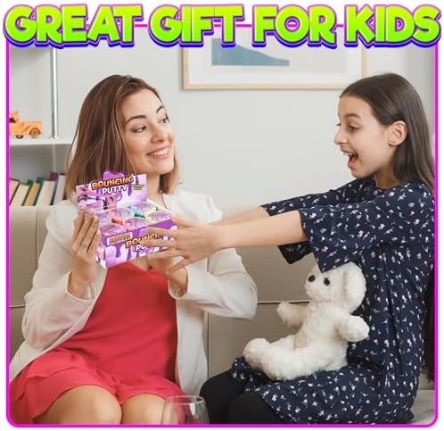 Neon Bouncing Putty (12-Pack) Fluffy DIY Slime Ball Sensory Toys