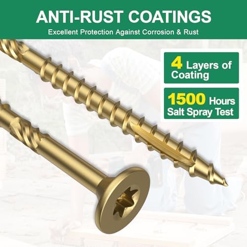 #10 x 3-1/2” Deck Screws, 500Pcs Star Drive Wood Screws