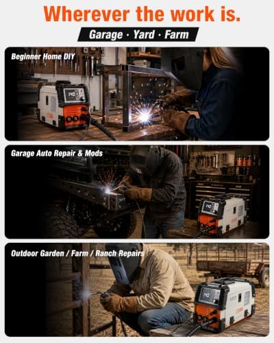 MIG Welder 140A, 110V Gas/Flux Core MIG Welding Machine, 3-in-1 MMA Stick Welder Lift TIG Welder with Digital Display, Synergic Control, Portable Welder Machine for Home DIY