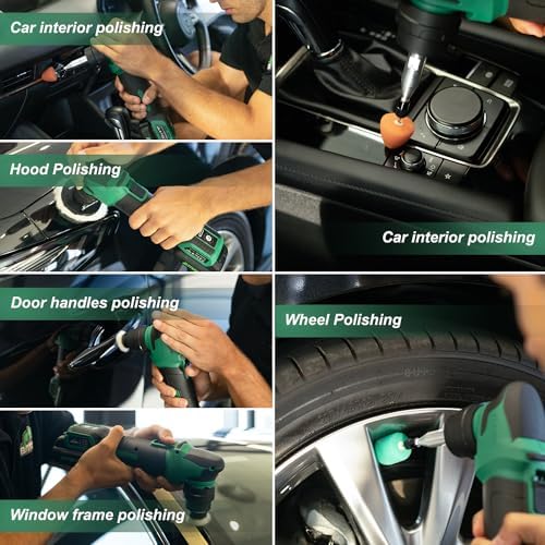 BATOCA S4 Cordless Car Buffer Polisher Rotary Polisher & Dual Action Polisher with 2pcs 12V 2.5Ah Batteries 1&3inch Mini Car Detailing Polishing Kit, 4 Speeds Brushless Polisher for Car Detailing