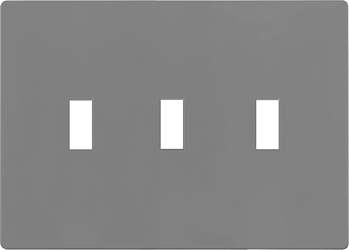 ENERLITES Screwless Triple Toggle Switch Wall Plate, Child Safe Light Switch Cover, Standard Size 3-Gang 4.68" x 6.53", Unbreakable Polycarbonate Thermoplastic, UL Listed, SI8813-GY, Glossy, Gray