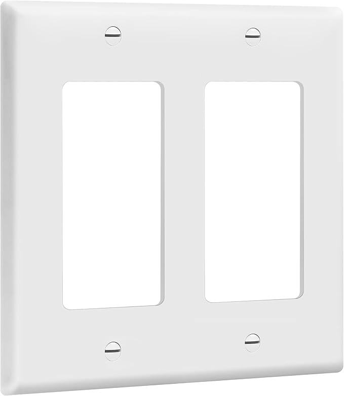 ENERLITES Decorator Light Switch or Receptacle Outlet Wall Plate, Size 2-Gang 4.50" x 4.57", Polycarbonate Thermoplastic, 8832-W-10PCS, White (10 Pack)