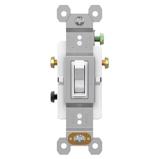 AIDA 1 Pack 3 Way Toggle Light Switch, 15 Amp, 120 Volt, Toggle Framed AC Quiet Switch, in Wall On/Off Switch Replacement, Self-Grounding, Residential and Commercial Grade, UL,Glossy White