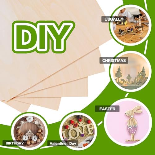 Basswood Sheets 12"x12"x1/8",3mm Basswood for Laser Cutting,Thin Plywood Board Unfinished Wood for Crafts, DIY Architectural Models Making, Wood Engraving (12inchx12inch-1/8-24Packs)