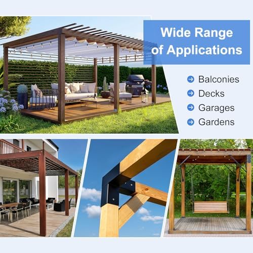 uxcell 3-Way Gazebo Brackets Kit, Right Angle Corner Bracket Woodworking DIY Post Base Kit for 1.3" x 1.3" Lumber for Outdoor Patio Gazebo Log Cabins (4 Pack)