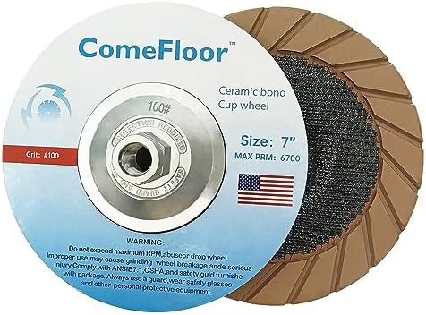 Concrete Grinding Cup Wheel 7" Ceramic Diamond Cup Wheel for Floor Grinding, Fits 5/8"-11 Arbor Angle Grinder,100# Medium