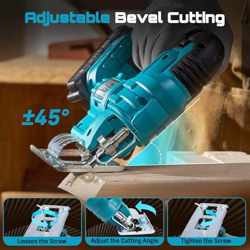SEESII Jig Saw, Cordless Jigsaw Tool with 2×2.0Ah Batteries and Charger
