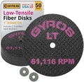 GYROS Cut-Off Wheels for Rotary Tools – 1” Low-Tensile Fiberglass Reinforced, 50-Pack | Cuts Wood, Plastic, Stone, Ceramic, Aluminum, Copper, Brass | Made in USA 11-32102/50
