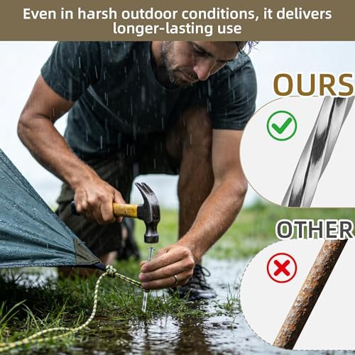 10 Inch Heavy Duty Landscape Stakes, 80 Pack Galvanized Spiral Artificial Turf Nails for Paver Edging, Weed Barriers, Lawn