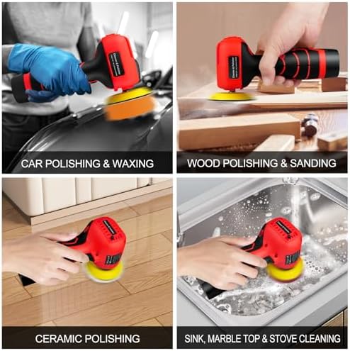 Cordless Sander, 3" Palm Sander with 2Pcs 16.8V 2.0Ah Batteries, 3500RPM Mini Polisher, 30 Accessories Sanders Tool for Sanding/Polishing/Waxing/Cleaning
