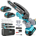 Mini Chainsaw Cordless, 8 Inch & 6 Inch Portable Electric Chainsaw,Battery Powered Handheld Power Chain Saw with 2 Batteries and Auto Oil,Gifts for Father, Dad, Husband, Men
