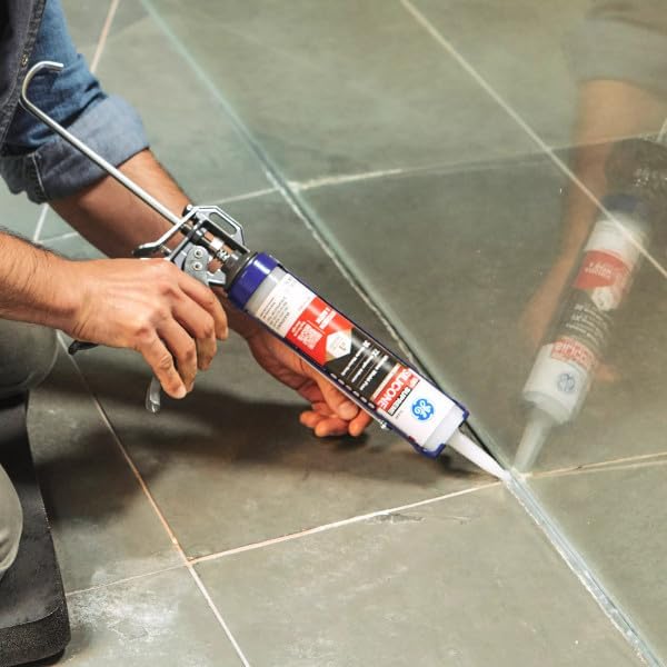 GE Supreme Silicone Caulk for Kitchen & Bathroom, Clear, 10 fl oz Cartridge, 12 Pack - 100% Waterproof Silicone Sealant, 7X Stronger Adhesion, Shrink & Crack Proof